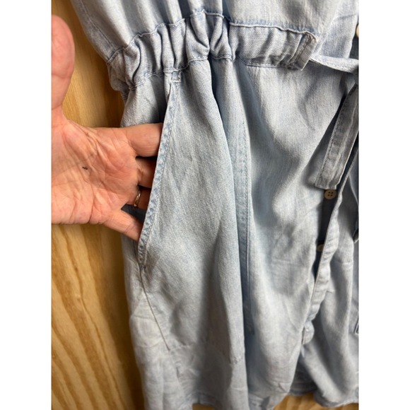Faherty Tried & True Chambray Oakley Dress Arctic Sea Wash L Linen blend coastal - Picture 6 of 9